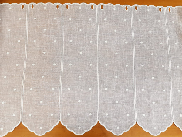 Zavesa 60 cm- bele pikice na beli osnovi