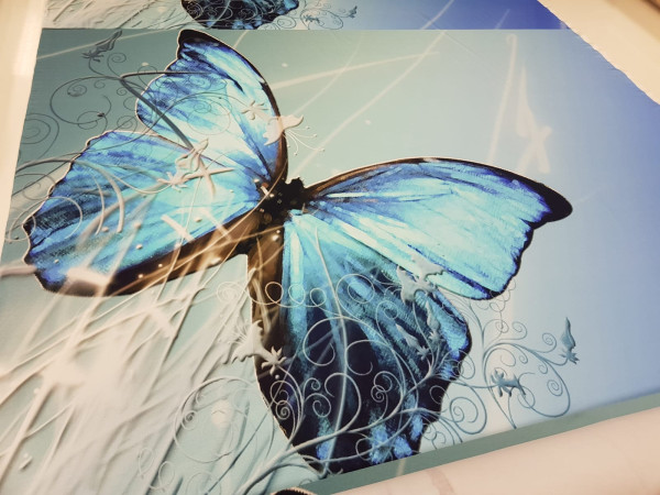 Bombažni jersey,digitalni, abstrakt- veliki metulj v turkizno modrih odtenkih