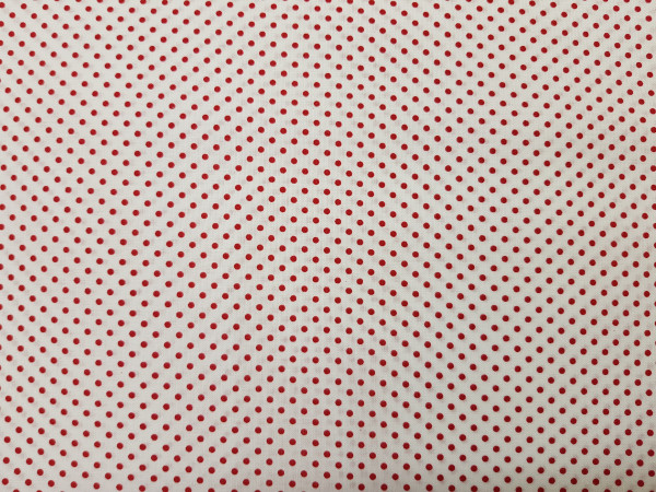 Bombažno platno- 2 mm pike bela z rdečimi pikami