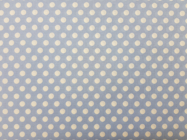 Bombažno platno-8 mm pike bele na svetlo modri podlagi