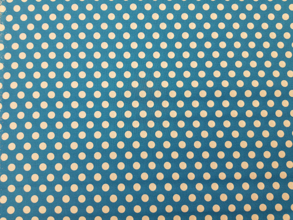 Bombažno platno-8 mm pike bele na turkiz podlagi