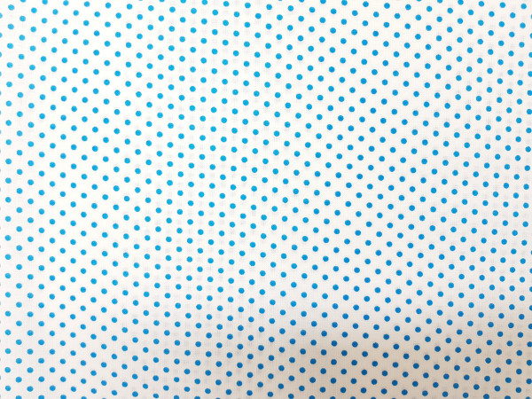 Bombažno platno- 2 mm pike turkiz na beli podlagi