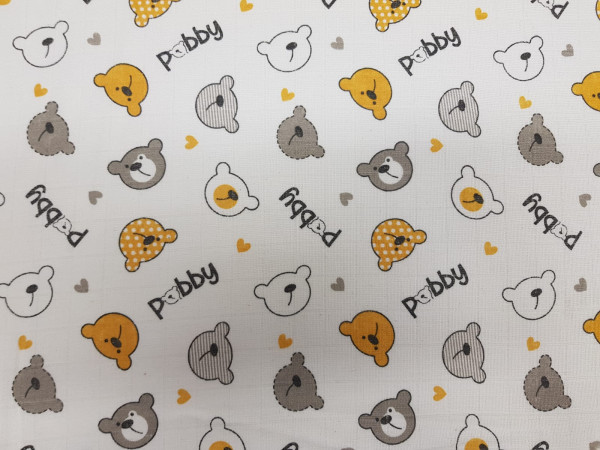 TETRA tkanina, enoslojna- medvedki na beli osnovi