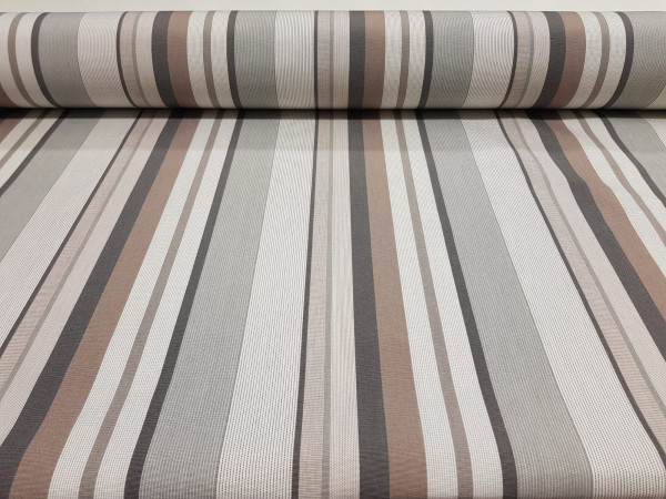 Dekor za tende, roloje, senčnike - rjavo bež, sive črte, TENDA , 160cm širine