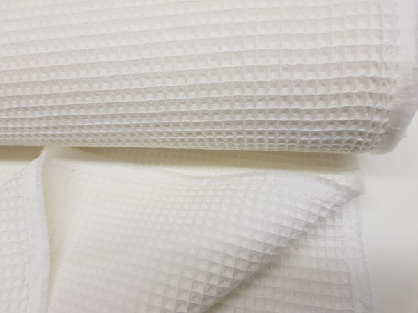 Vafel,bombažni,pike- svetla smetana, 001 BLANC