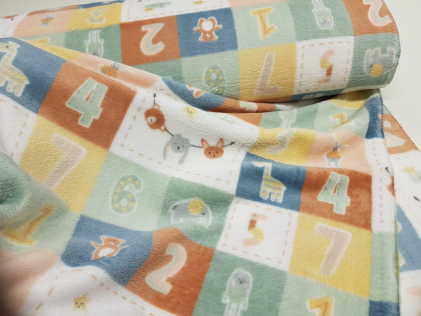 termovelur,velur, coral, fleece -  igrivi potisk številk in živalic