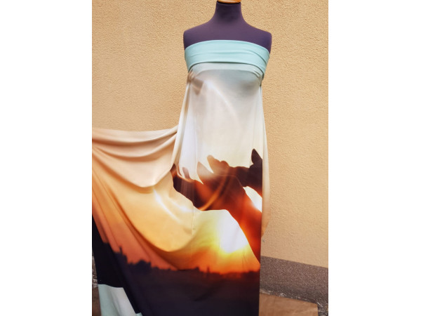 Bombažni jersey,digitalni, abstrakt- pogled k soncu