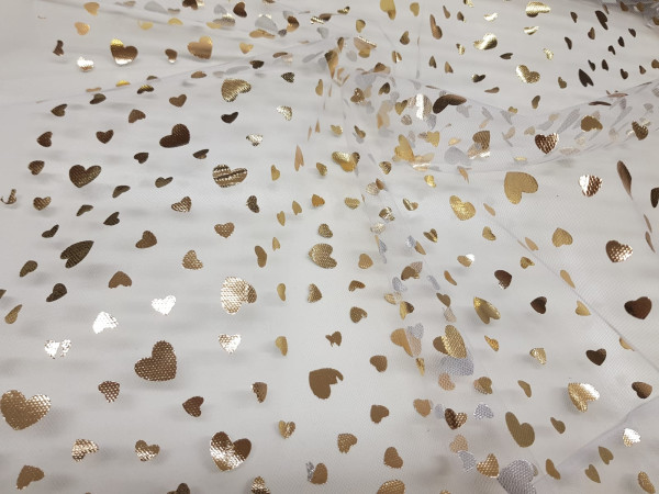 Organza, til- zlati srčki na organzi, BOŽIČNI