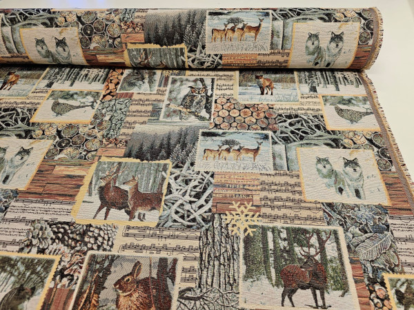 Dekor gobelin- motivi gozdnih živali in lesa