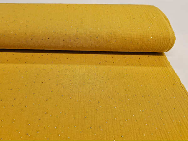 TETRA tkanina, dvoslojna- oker osnova, zlate pikice