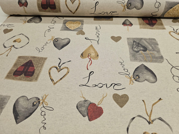 Impregniran dekor-romantični vzorec, srca na natur osnovi