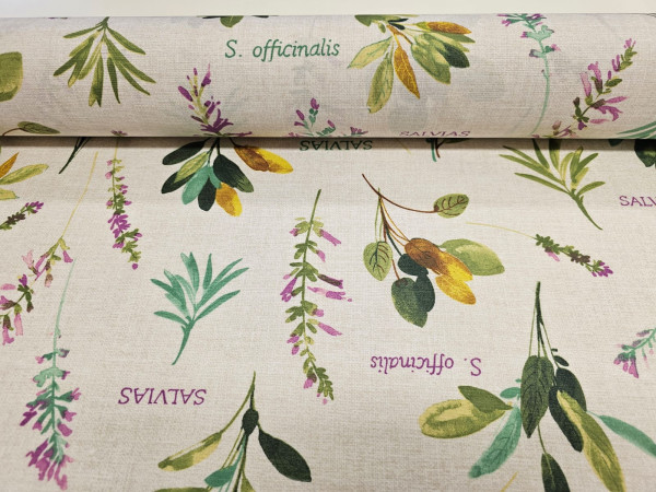 Impregniran dekor-večji potisk zelišč na melirani osnovi