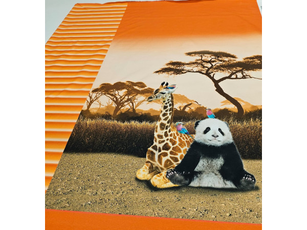 Bombažni jersey, PANEL- safari v oranžnih otenkih