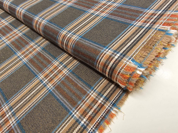 Mešanica viskoza poliester - škotski karo, z zlato lurex nitko