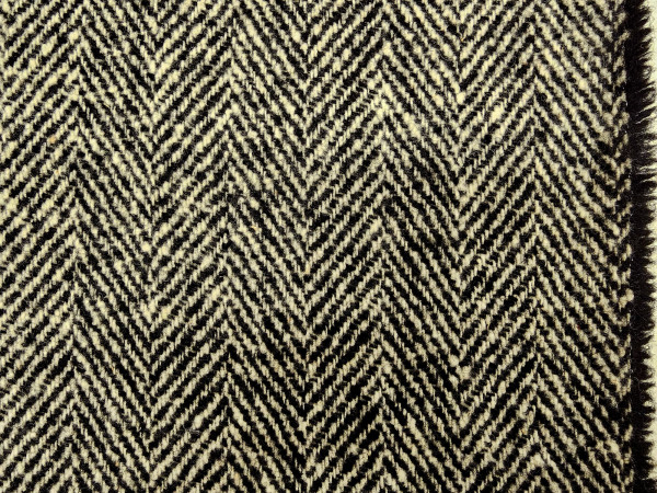 Volnena tkanina- ribja kost črno bela