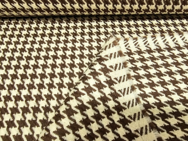 Volnena tkanina, volna - pepita rjav