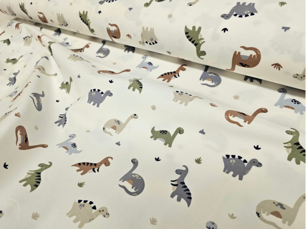 Bombažni jersey- dinozavri na smetana osnovi