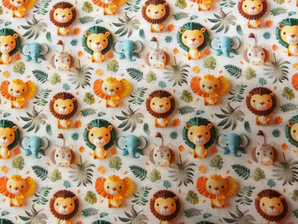Bombažno platno, poplin, digitalni, 3d - safari