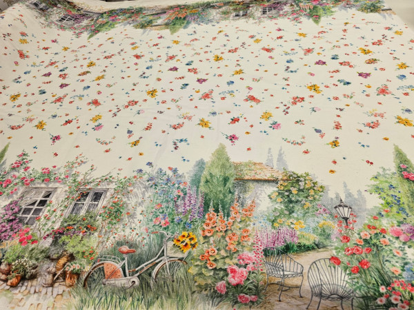 Dekor - digitalni print bordura rožnatega vrta, ZADNJI KOS