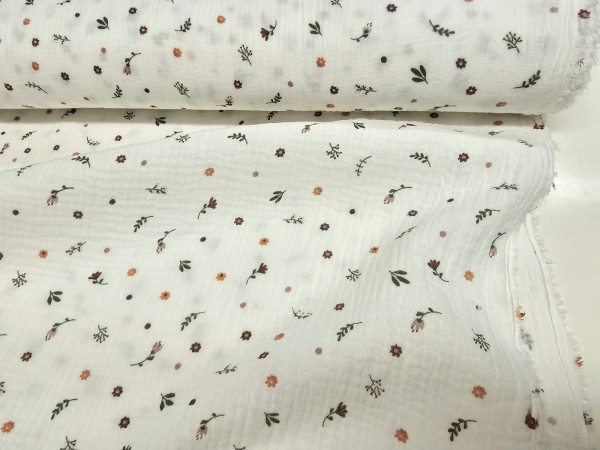 TETRA tkanina, dvoslojna- drobne rožice na smetana osnovi