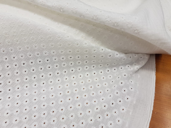 RIŠELJE,vezena bombažna tkanina,vezenina,tetra,bela *