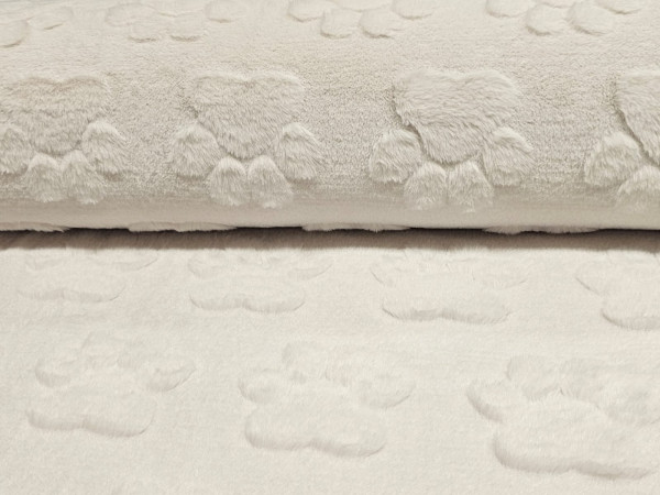 Velur, umetno krzno - vtisnjene tačke na beli s pridihom peščene