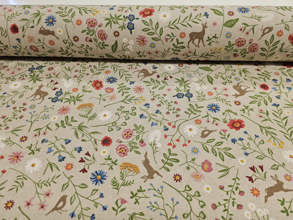 Dekor, lažji - velikonočni vzorec, rožice in zajčki na natur osnovi