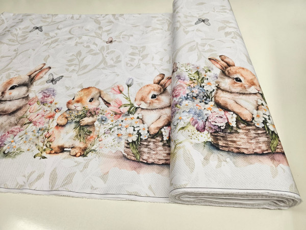 Dekor, lažji - velikonočni, zajčki z borduro na obeh straneh, digitalni tisk