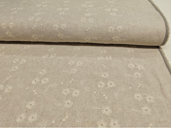 Lan-viskoza- natur vezenina, povezene razvejane rožice 