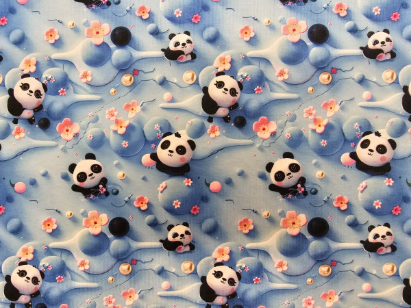 Bombažni jersey- pande na svetlo modri osnovi