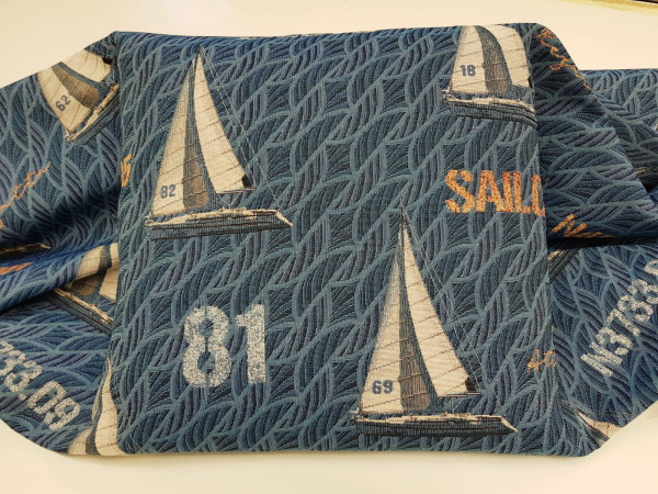 Dekor, težji, gobelin ,  jadrnice na temno modri osnovi