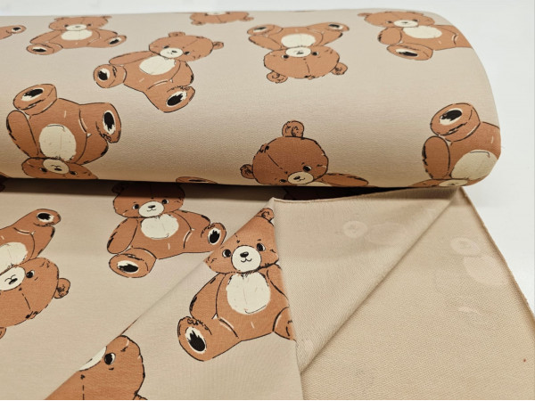 Bombažni prevešanka- medvedki na bež osnovi