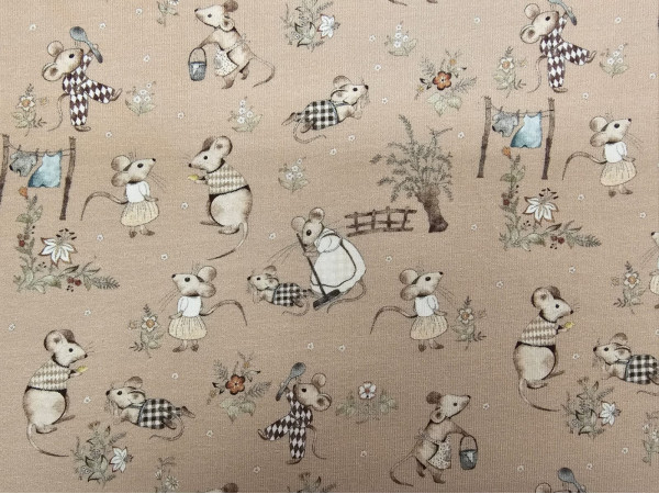 Bombažni jersey-miške na bež osnovi