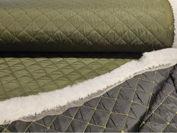 Prešita tkanina- olivno zelena