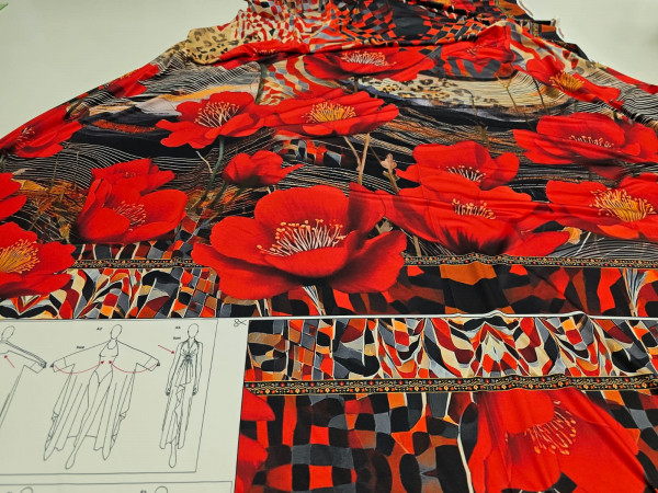 Poliesterski  lycra JERSEY panel, digitalni, abstrakt- maki na borduri, ZADNJI KOS