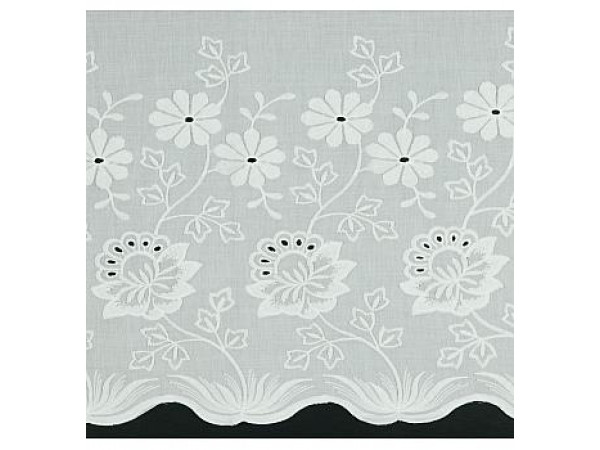 RIŠELJE,vezena bombažna tkanina, batist enoslojen- vezanina na off white osnovi