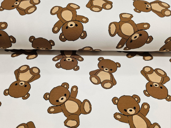 Bombažni prevešanka- medvedki na off white osnovi