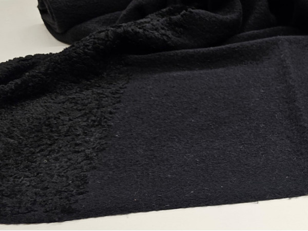 Debela pletenina, kuhana volna, bordura, UNIKAT- črna barva