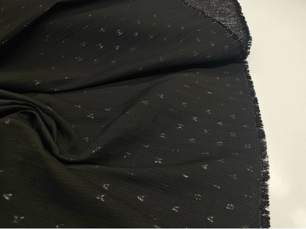 brokat, lurex nitka- črna osnova in odtisnjene lurex črke