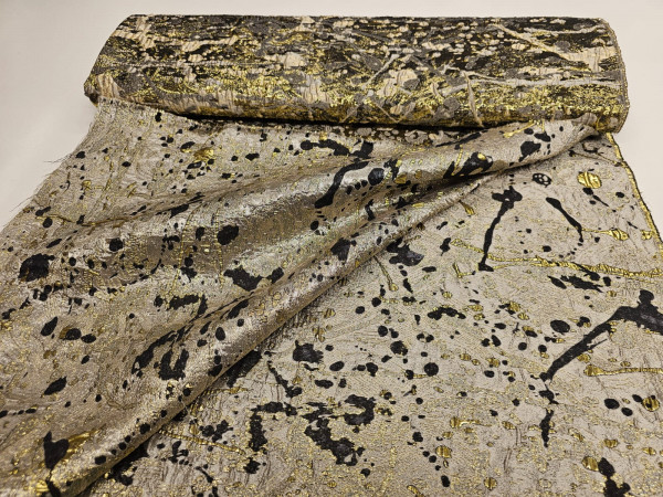 brokat- abstraktni vzorec v zlati in bež barvi, kovinske nitke