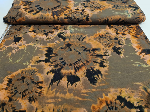 Viskozna tkanina- batik vzorec v rjavkastih tonih