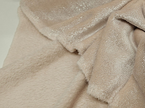 termovelur, colar, fleece- puder bež s potiskom srebrnih pikic