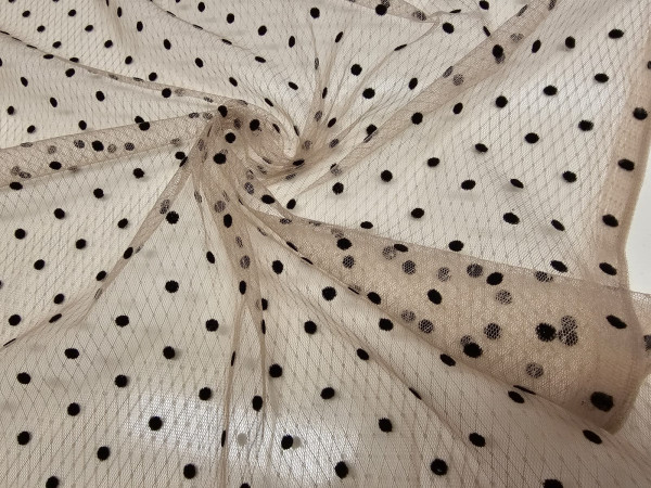 Til, mreža, kožna, črne pike- kožna osnova, žametne pike floke