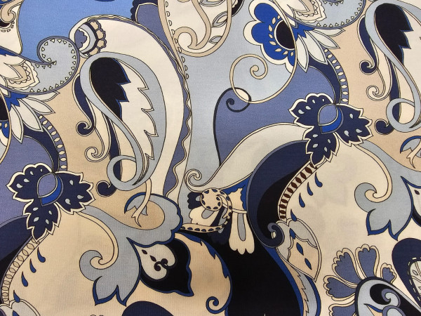 Jersey viskoza- kašmir vzorec v modrih in belih odtenkih, ZELO LEP JERSEY, ZADNJI KOS