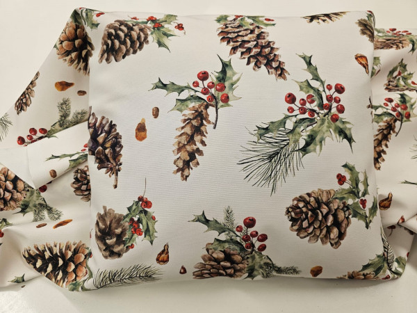 Dekor- lažji dekor, digitalni, ga ni potrebno likati- božični motiv, storži na off white osnovi