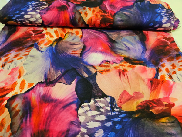 Viskozni jersey- abstraktni vzorec, prelivajoče barve fuksija, vijolična