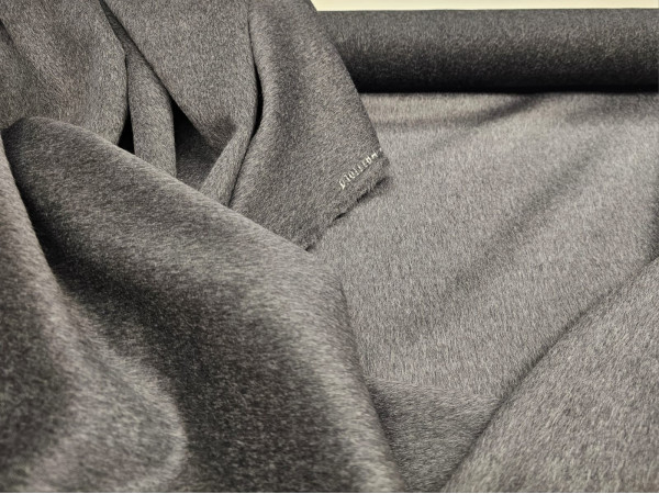 Velur za plašč s kašmirjem- srednje siv melange, ZADNJI KOS