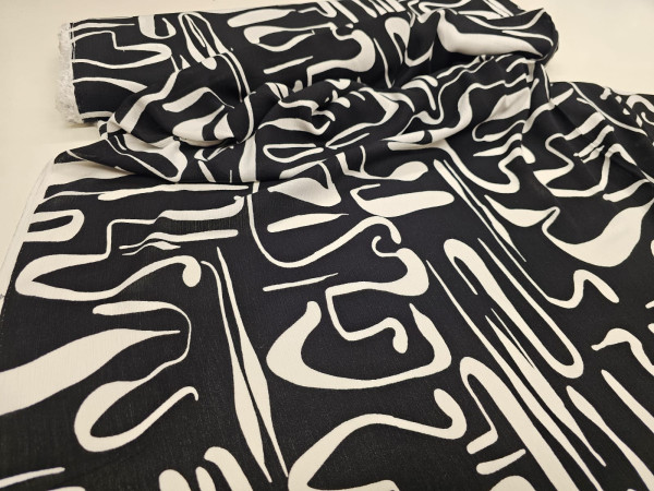 Viskozna tkanina - črno bel tisk