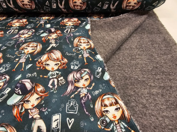 Sweater, warmkeeper, alpenfleece, kosmaten-foto modeli na temno zeleni osnovi