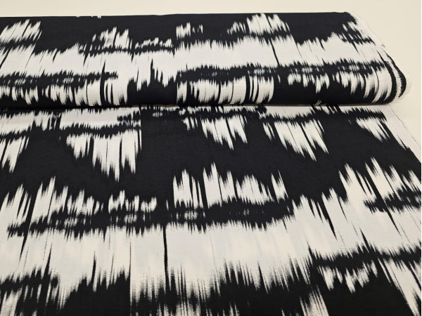 Viskozna tkanina s poliamidom - črno bel tisk